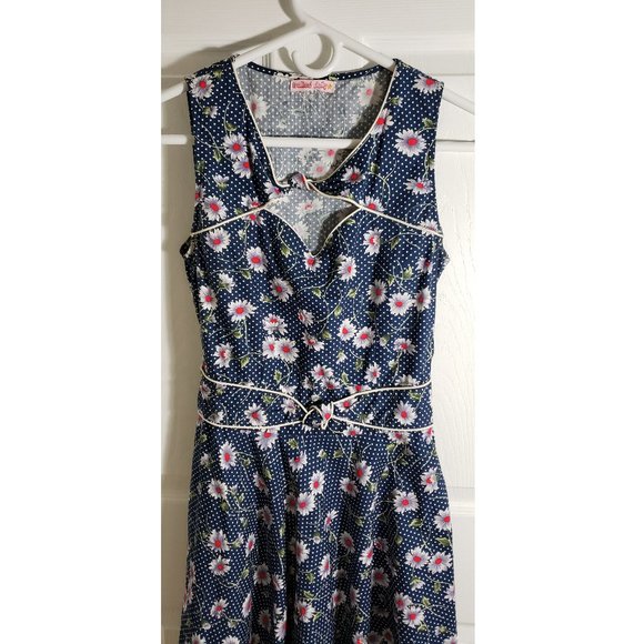 EUC Trollied Dolly Blue Floral Vintage Style Dress - Picture 3 of 8